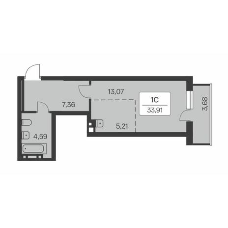 Вариант №8571, 1-комнатная квартира в жилом комплексе Акация на Кедровой