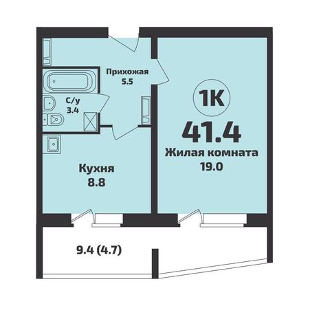 Вариант №14737, 1-комнатная квартира в жилом комплексе Квартал на Игарской