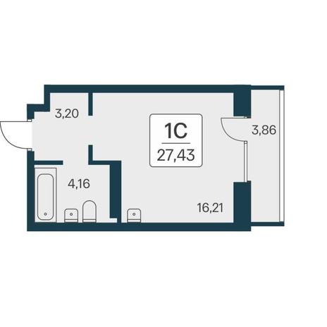 Вариант №17750, 1-комнатная квартира в жилом комплексе Квартал на Игарской