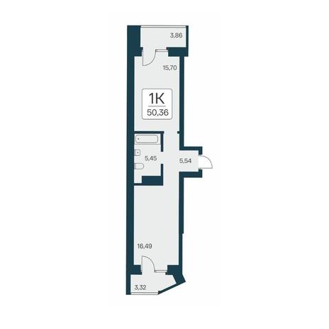 Вариант №12377, 1-комнатная квартира в жилом комплексе Tesla Park