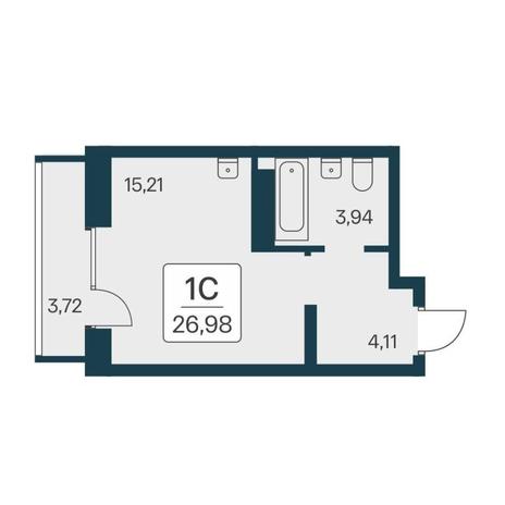 Вариант №17763, 1-комнатная квартира в жилом комплексе Квартал на Игарской