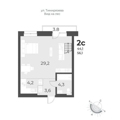 Вариант №10496, 2-комнатная квартира в жилом комплексе Страна.Береговая