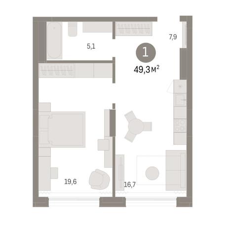 Вариант №8112, 2-комнатная квартира в жилом комплексе Квартал На Никитина