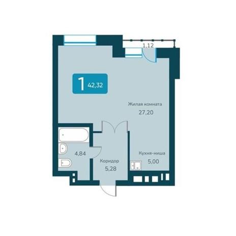 Вариант №10784, 1-комнатная квартира в жилом комплексе 