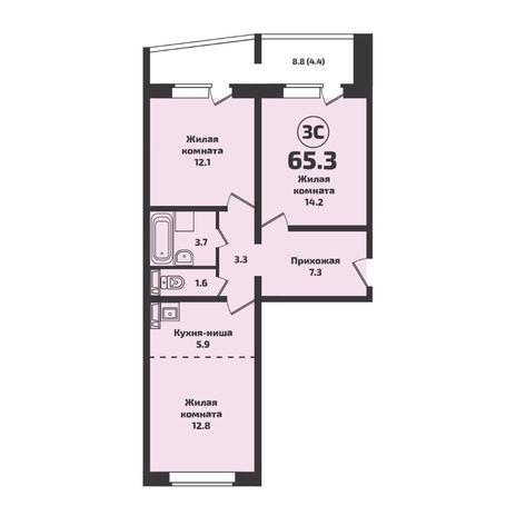 Вариант №7113, 3-комнатная квартира в жилом комплексе Инфинити