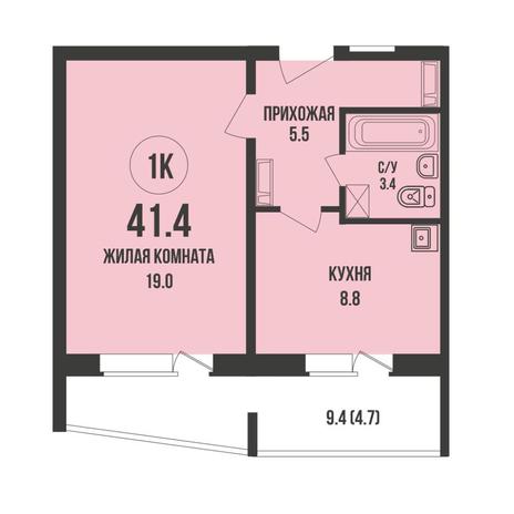 Вариант №17164, 1-комнатная квартира в жилом комплексе Династия