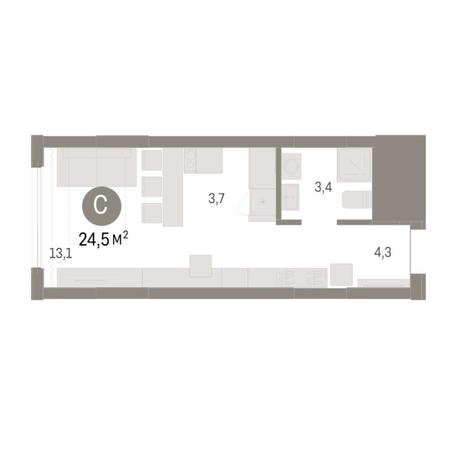 Вариант №8115, 1-комнатная квартира в жилом комплексе Квартал На Никитина