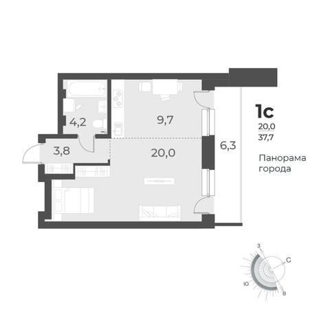Вариант №8408, 1-комнатная квартира в жилом комплексе Акация на Игарской