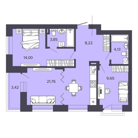 Вариант №8181, 3-комнатная квартира в жилом комплексе Прованс