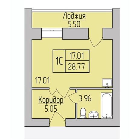 Вариант №6967, 1-комнатная квартира в жилом комплексе 