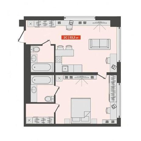Вариант №9828, 2-комнатная квартира в жилом комплексе 
