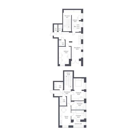 Вариант №14241, 5-комнатная квартира в жилом комплексе Квартал на Никитина