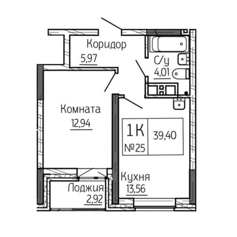 Вариант №6898, 1-комнатная квартира в жилом комплексе Цивилизация