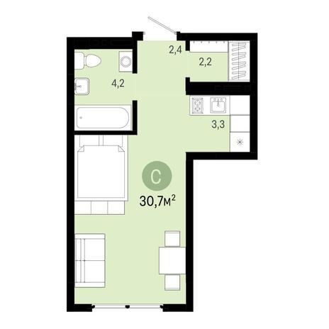 Вариант №6891, 1-комнатная квартира в жилом комплексе Квартал На Никитина