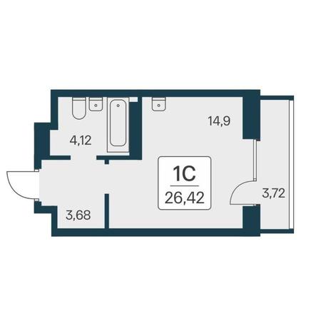 Вариант №17743, 1-комнатная квартира в жилом комплексе Октябрьский квартал