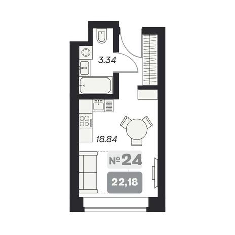 Вариант №14995, 1-комнатная квартира в жилом комплексе Биография
