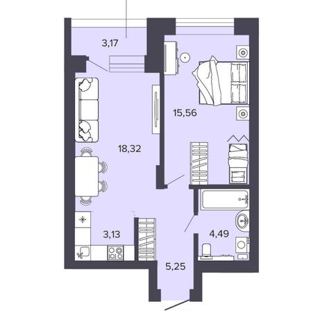 Вариант №8184, 2-комнатная квартира в жилом комплексе Топаз