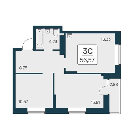 Вариант №17768, 3-комнатная квартира в жилом комплексе Расцветай на Дуси Ковальчук