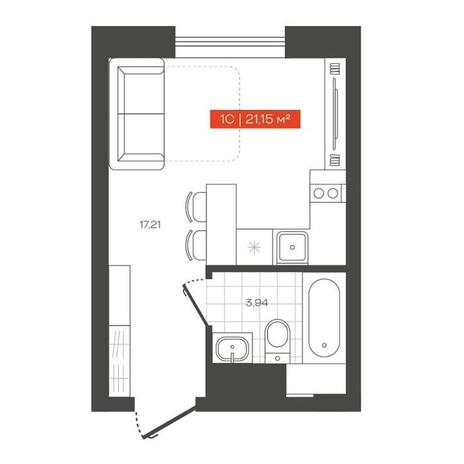 Вариант №13638, 1-комнатная квартира в жилом комплексе Freedom