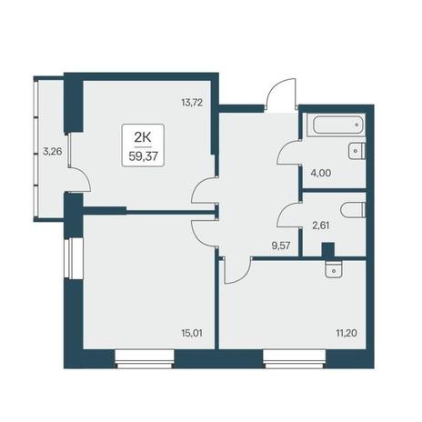 Вариант №12831, 2-комнатная квартира в жилом комплексе Геометрия