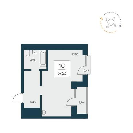 Вариант №12438, 1-комнатная квартира в жилом комплексе Акация на Игарской