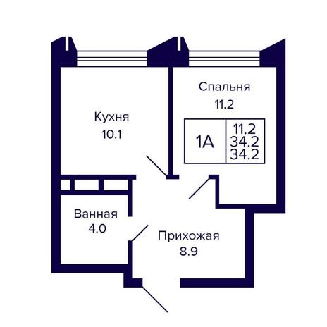 Вариант №16165, 1-комнатная квартира в жилом комплексе Династия