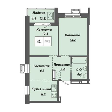 Вариант №7919, 3-комнатная квартира в жилом комплексе 