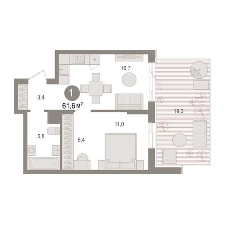 Вариант №14956, 1-комнатная квартира в жилом комплексе Инфинити