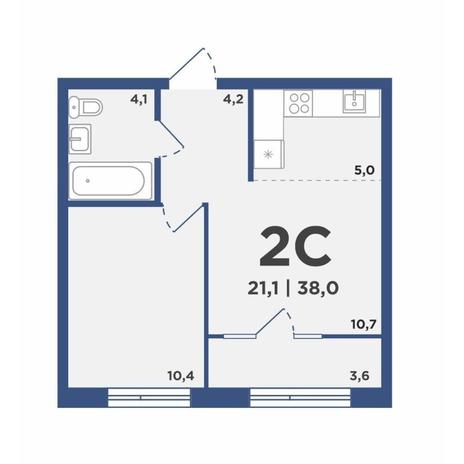 Вариант №11448, 2-комнатная квартира в жилом комплексе 