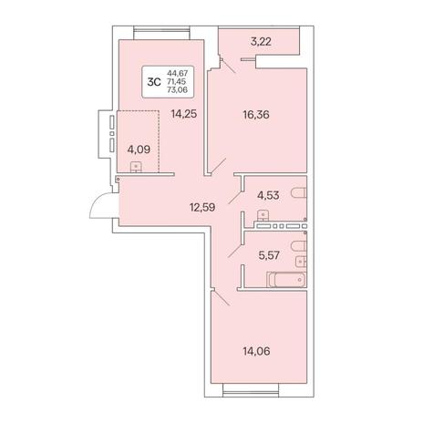 Вариант №6797, 3-комнатная квартира в жилом комплексе Сакура парк