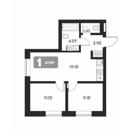Вариант №12271, 3-комнатная квартира в жилом комплексе 