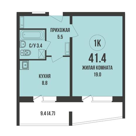 Вариант №17632, 1-комнатная квартира в жилом комплексе Династия