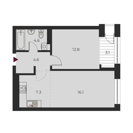 Вариант №14117, 2-комнатная квартира в жилом комплексе 