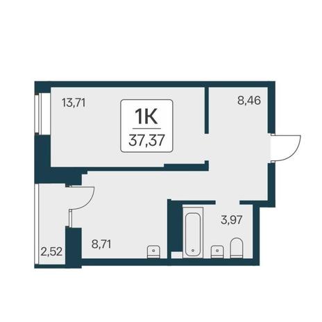 Вариант №17759, 1-комнатная квартира в жилом комплексе Квартал на Игарской