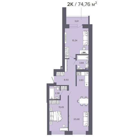 Вариант №8176, 3-комнатная квартира в жилом комплексе Прованс