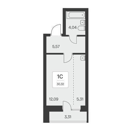 Вариант №8252, 1-комнатная квартира в жилом комплексе 