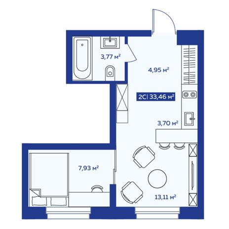 Вариант №7544, 2-комнатная квартира в жилом комплексе Smart Park