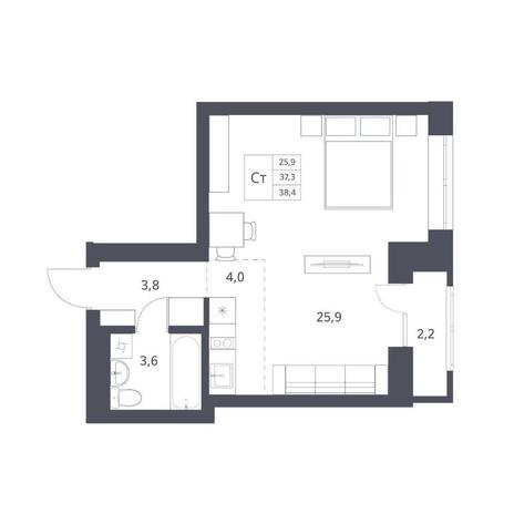 Вариант №11274, 1-комнатная квартира в жилом комплексе Династия