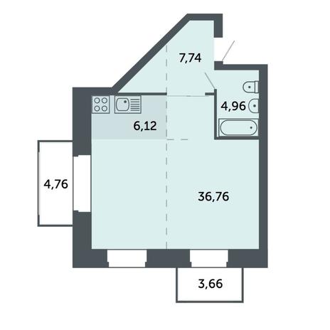 Вариант №7825, 1-комнатная квартира в жилом комплексе Акварельный 3.0