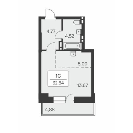 Вариант №8475, 1-комнатная квартира в жилом комплексе 