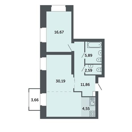 Вариант №7843, 3-комнатная квартира в жилом комплексе 