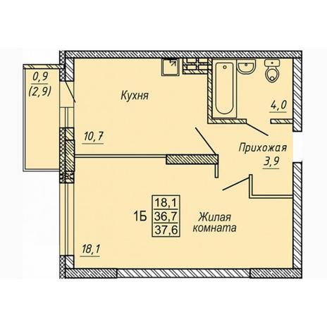 Вариант №5316, 1-комнатная квартира в жилом комплексе Time Park Apartments