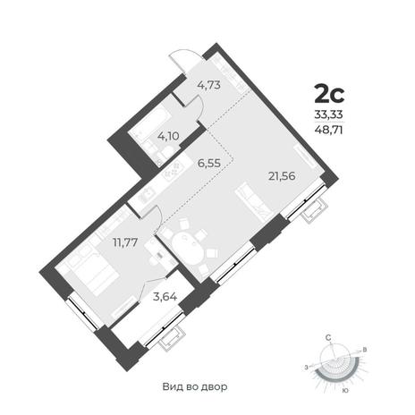 Вариант №8219, 2-комнатная квартира в жилом комплексе 