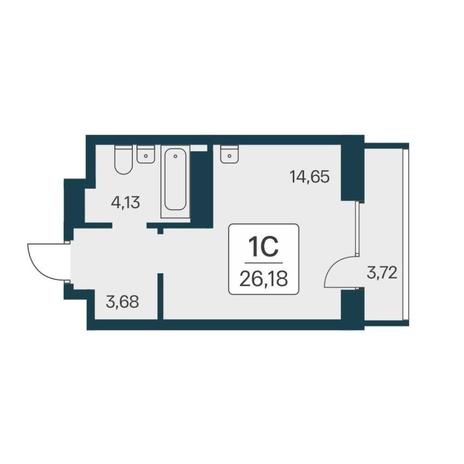 Вариант №17746, 1-комнатная квартира в жилом комплексе Квартал на Игарской