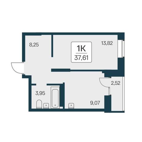 Вариант №17762, 1-комнатная квартира в жилом комплексе Квартал на Игарской