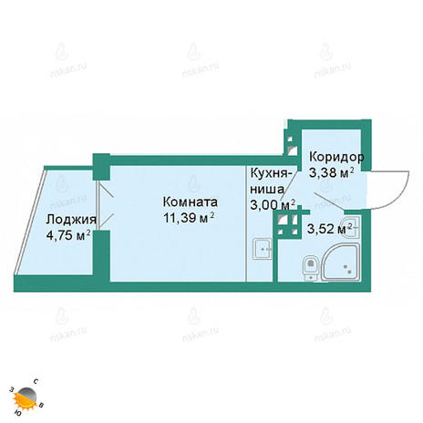 Вариант №2198, 1-комнатная квартира в жилом комплексе Расцветай на Гоголя