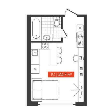 Вариант №15866, 1-комнатная квартира в жилом комплексе Citatum