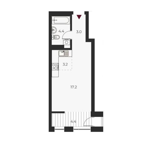 Вариант №14114, 1-комнатная квартира в жилом комплексе Дождь