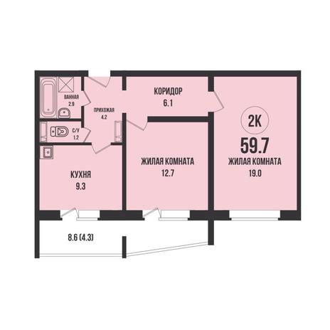Вариант №14719, 2-комнатная квартира в жилом комплексе IQ aparts
