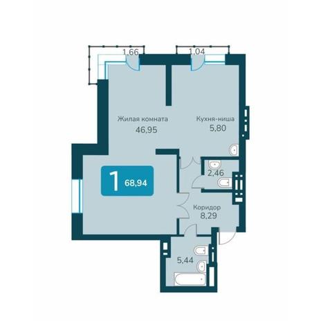 Вариант №10693, 2-комнатная квартира в жилом комплексе Марсель-2